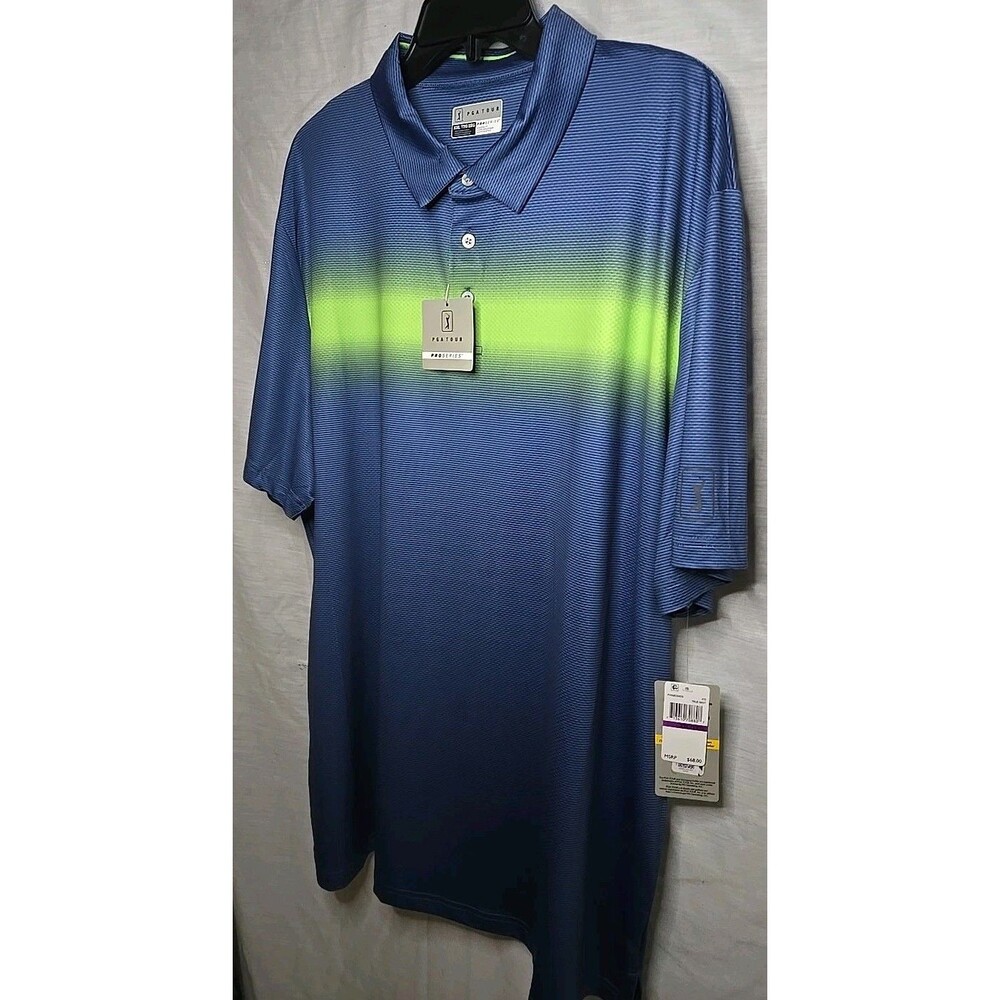 NWT PGA Tour Pro Series Stretch Polo Shirt Sz XXL True Navy - Picture 2 of 9